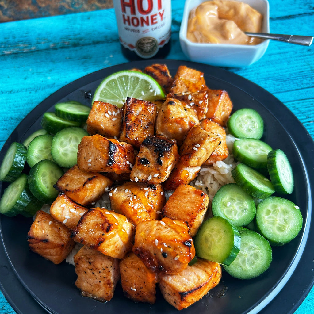 Hot Honey Salmon Bites