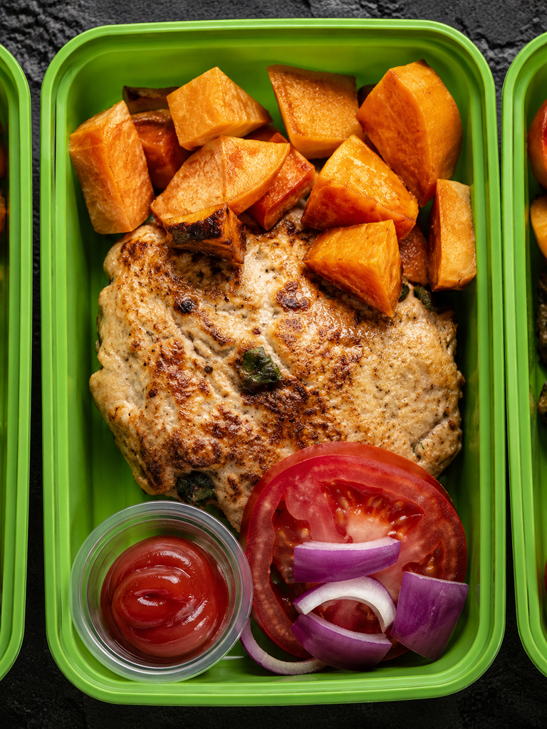 Juicy Chicken Burger with Sweet Potatoes